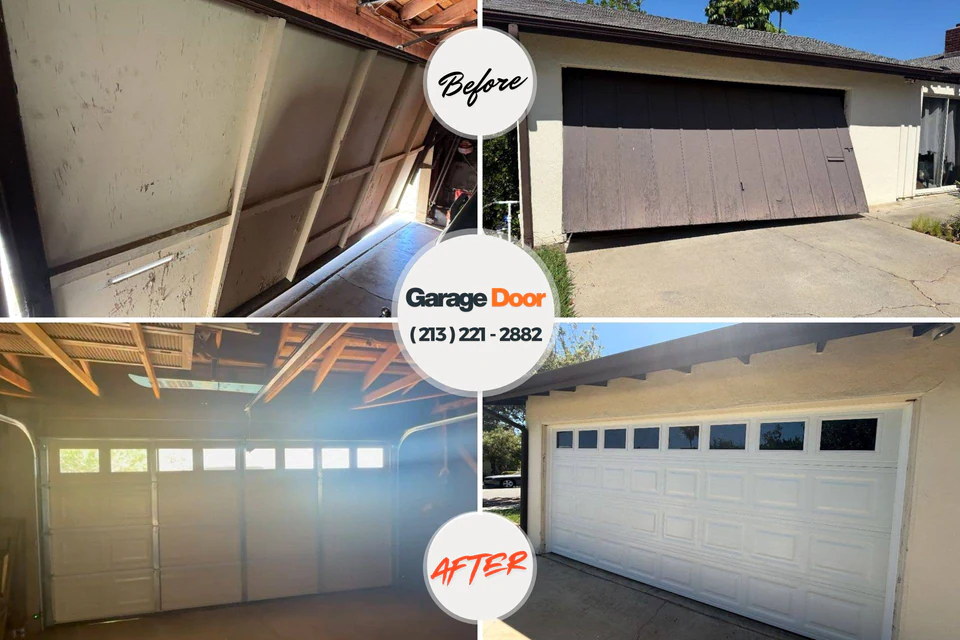 Before and after: garage door repair Wauwatosa, WI